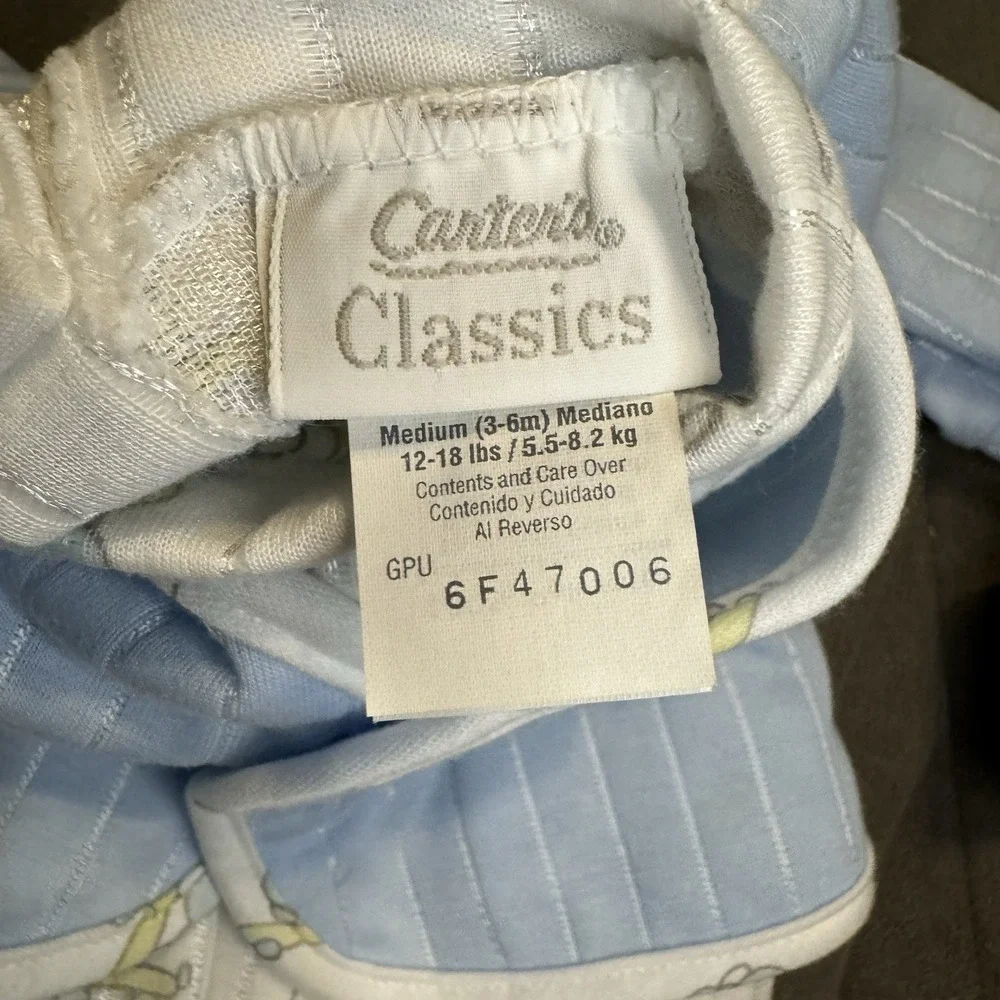 Vintage Carter's Baby Sleepwear 3-6M Footed Pajamas Soft One‎ Piece 90s NWT